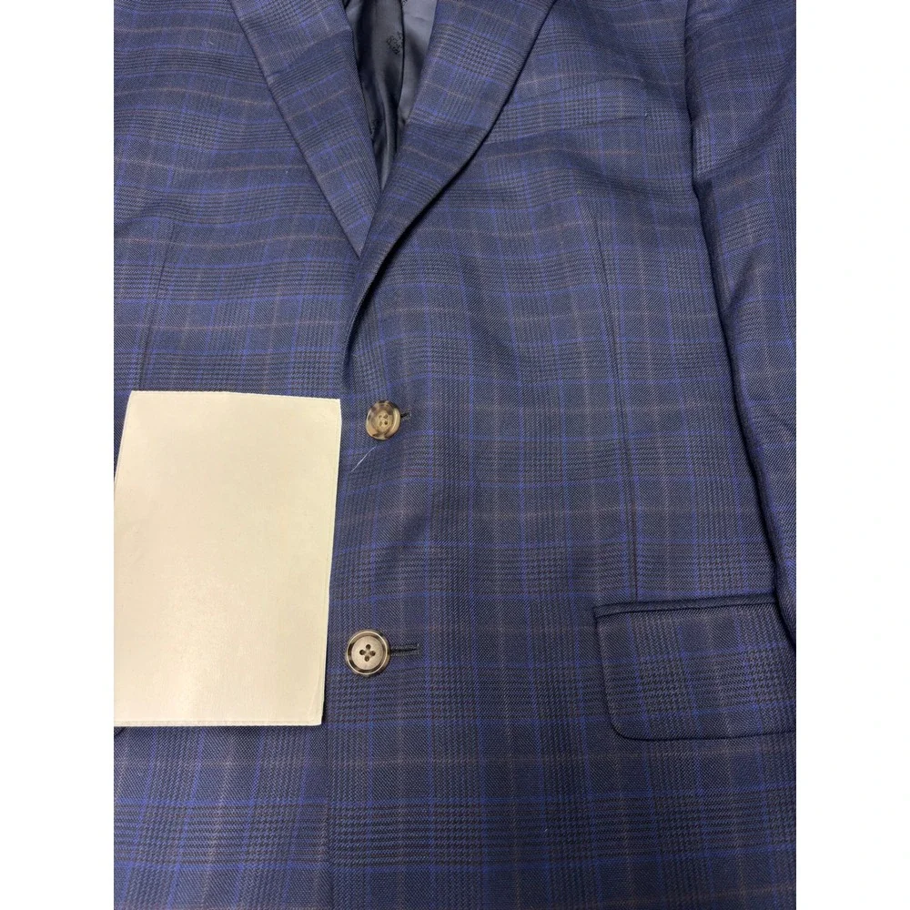 Jos A Bank Reserve Silk Wool Blazer Mens 40R Blue Burgundy Plaid Granada Sport